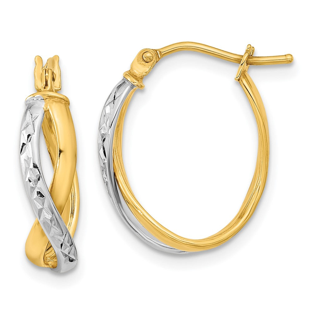 14K Bicolor Diamantiert und Poliert Creolen