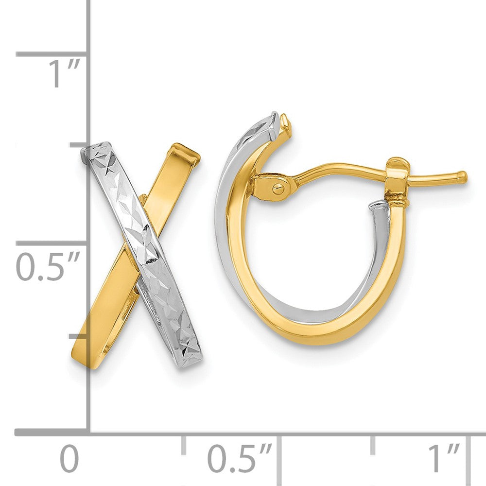 14K Bicolor Diamantiert Poliert Creolen
