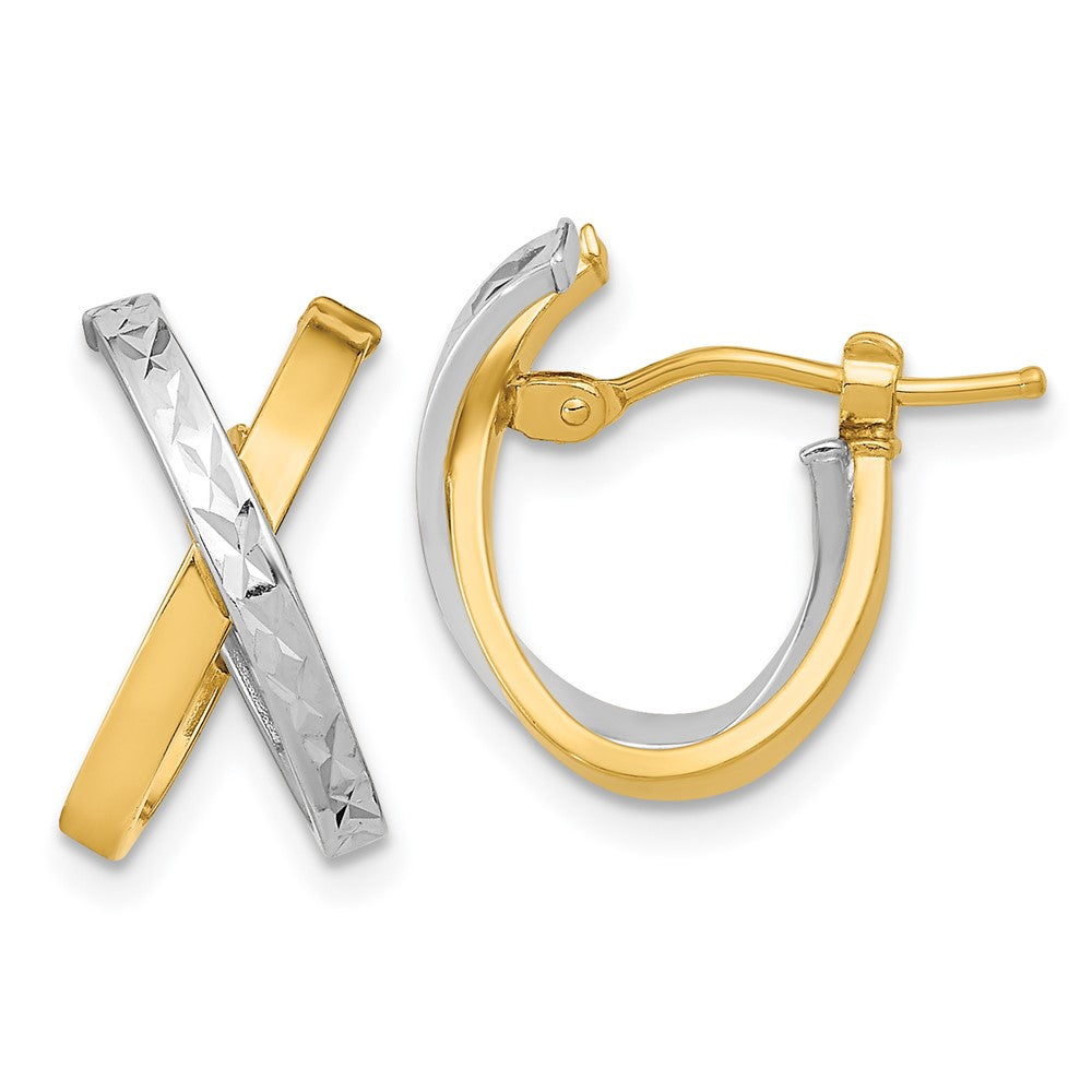 14K Bicolor Diamantiert Poliert Creolen
