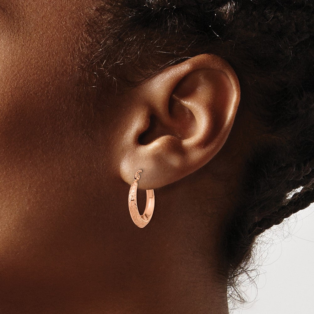 14K Roségold Strukturiert Hohl Creolen
