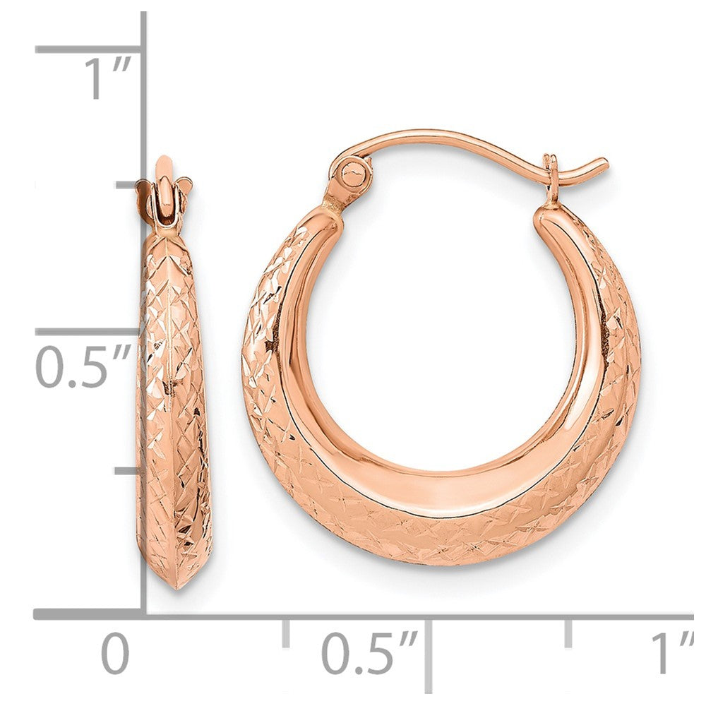 14K Roségold Strukturiert Hohl Creolen