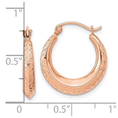 14K Roségold Strukturiert Hohl Creolen