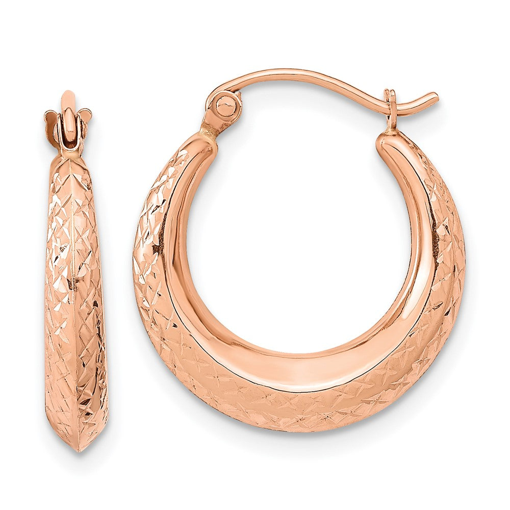 14K Roségold Strukturiert Hohl Creolen