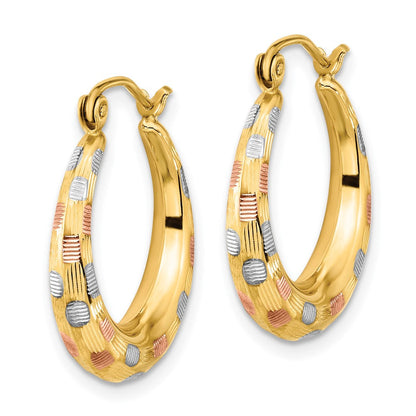 14K Gelb & Rhodium Weiß und Rose Poliert Satiniert Diamantiert Creolen