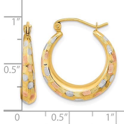 14K Gelb & Rhodium Weiß und Rose Poliert Satiniert Diamantiert Creolen
