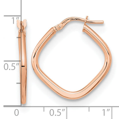 14K Roségold Poliert Quadratisch Creolen