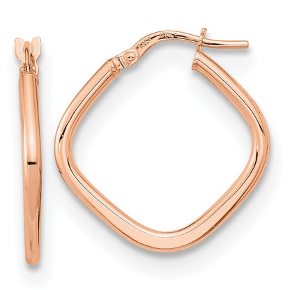 14K Roségold Poliert Quadratisch Creolen