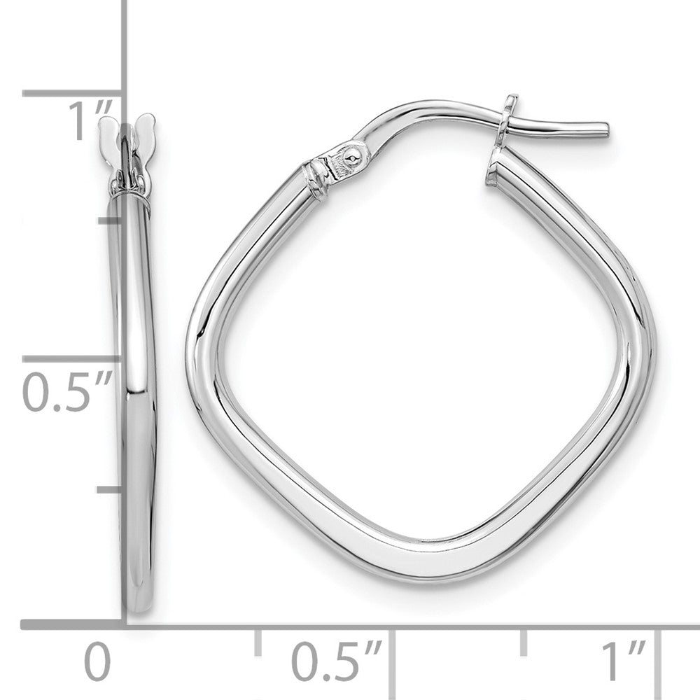 14K Weißgold Poliert Quadratisch Creolen