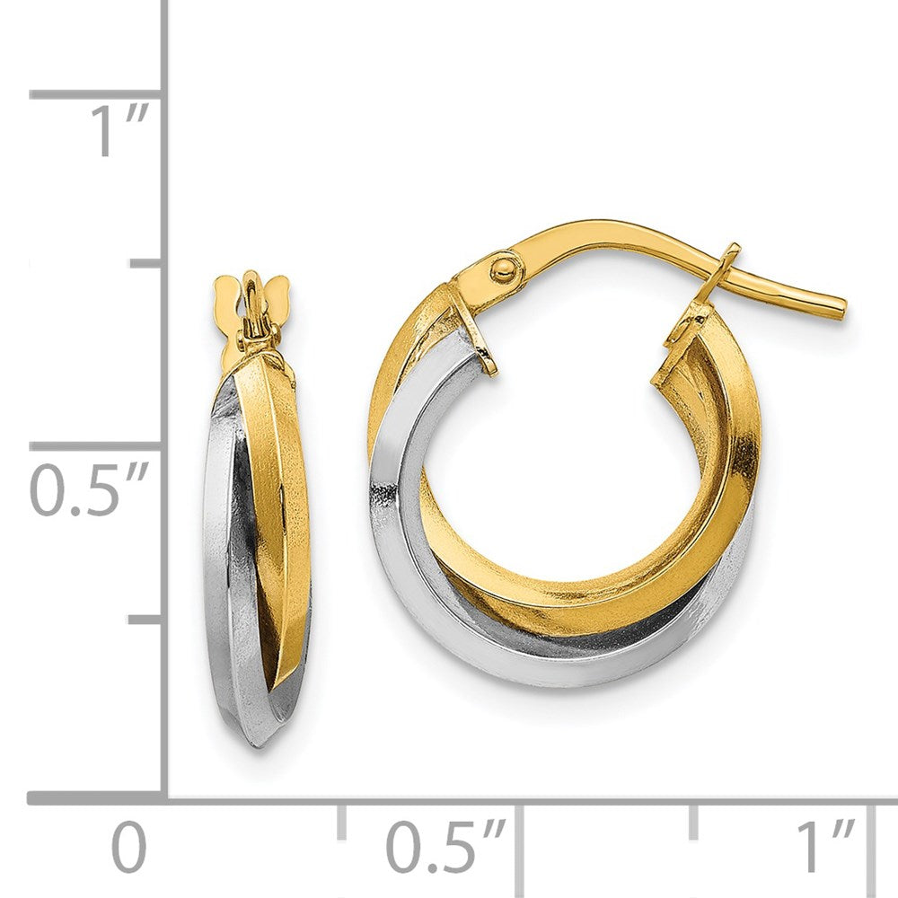 14K Bicolor Poliert Doppelt Creolen