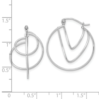 14K Weißgold Poliert Gedreht Kreise Creolen