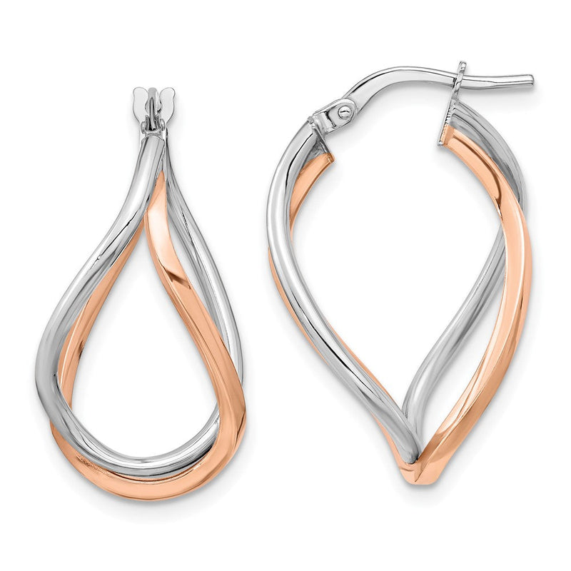 14K Gelb & Rhodium Gold mit Weiß und Rose Vergoldet Wirbel Creolen