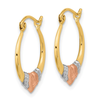 14K Bicolor mit Weiß Rhodium Poliert Satiniert & Diamantiert Creolen