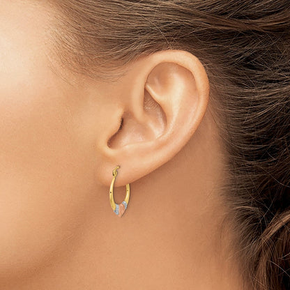14K Bicolor mit Weiß Rhodium Poliert Satiniert & Diamantiert Creolen