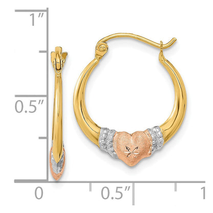 14K Bicolor mit Weiß Rhodium Poliert Satiniert & Diamantiert Creolen