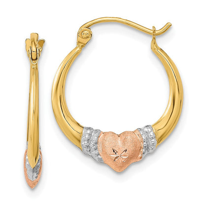 14K Bicolor mit Weiß Rhodium Poliert Satiniert & Diamantiert Creolen