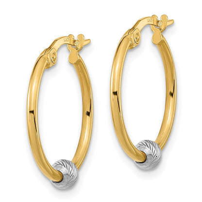 14K Bicolor Poliert Diamantiert Creolen