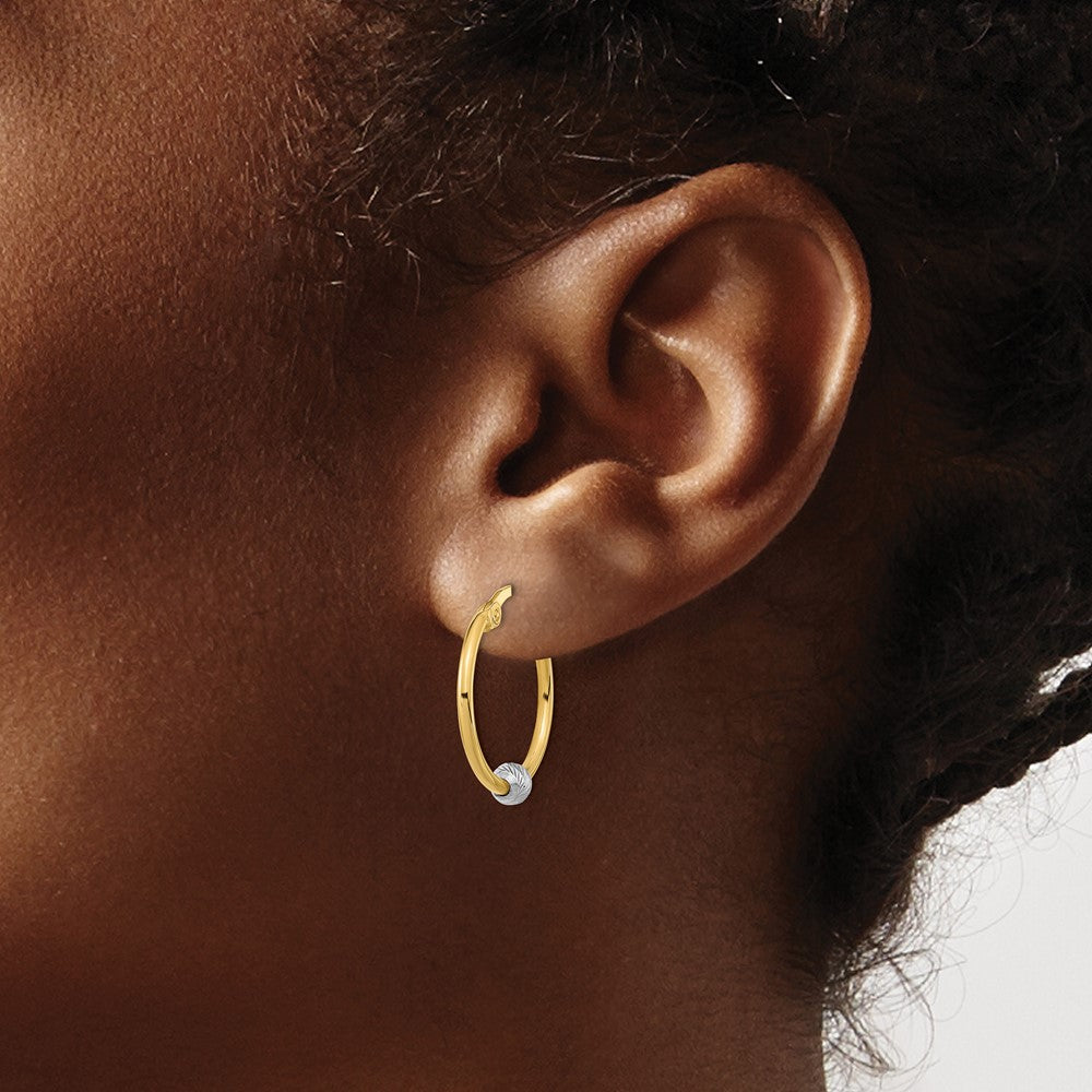 14K Bicolor Poliert Diamantiert Creolen
