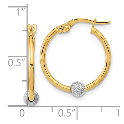 14K Bicolor Poliert Diamantiert Creolen