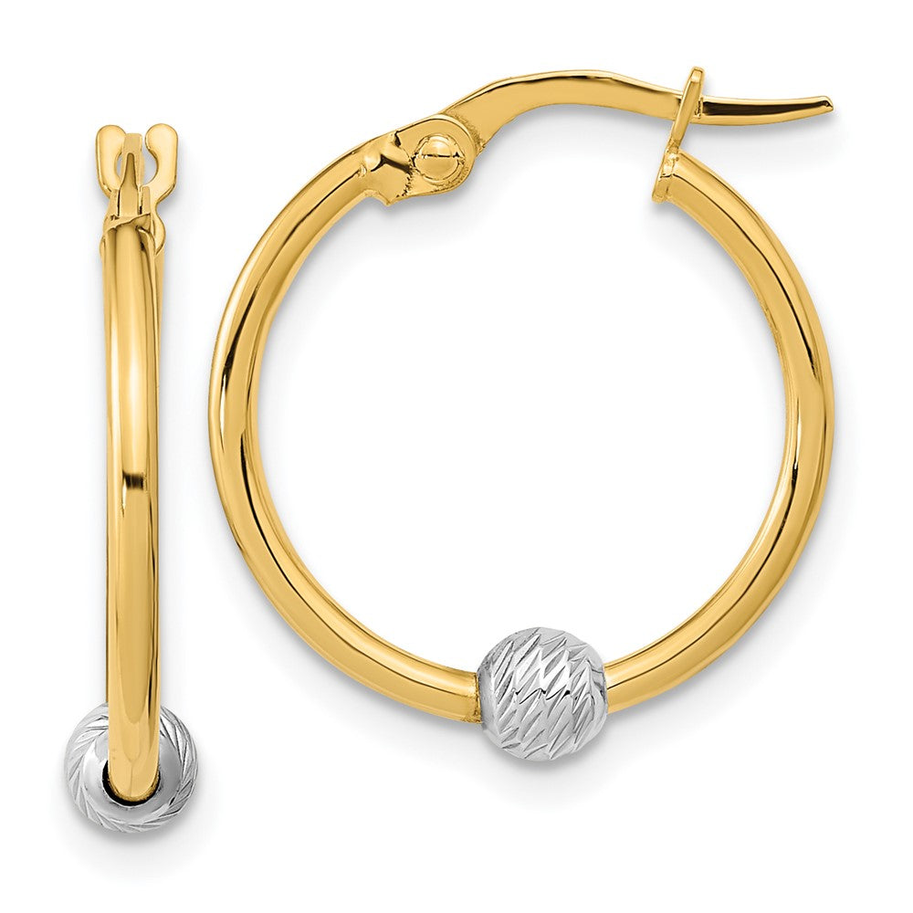 14K Bicolor Poliert Diamantiert Creolen