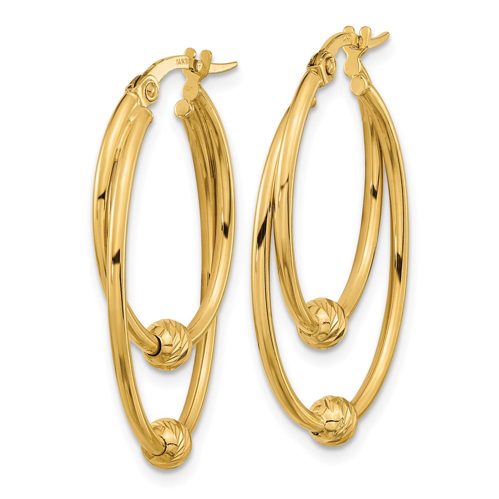 14K Gelbgold Poliert Diamantiert Creolen