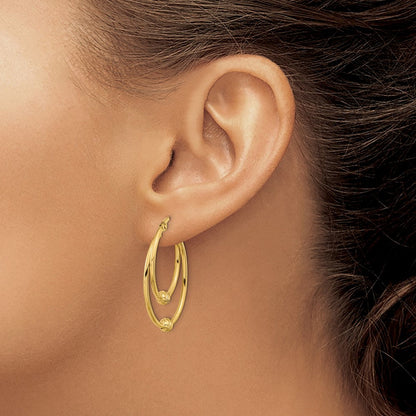 14K Gelbgold Poliert Diamantiert Creolen