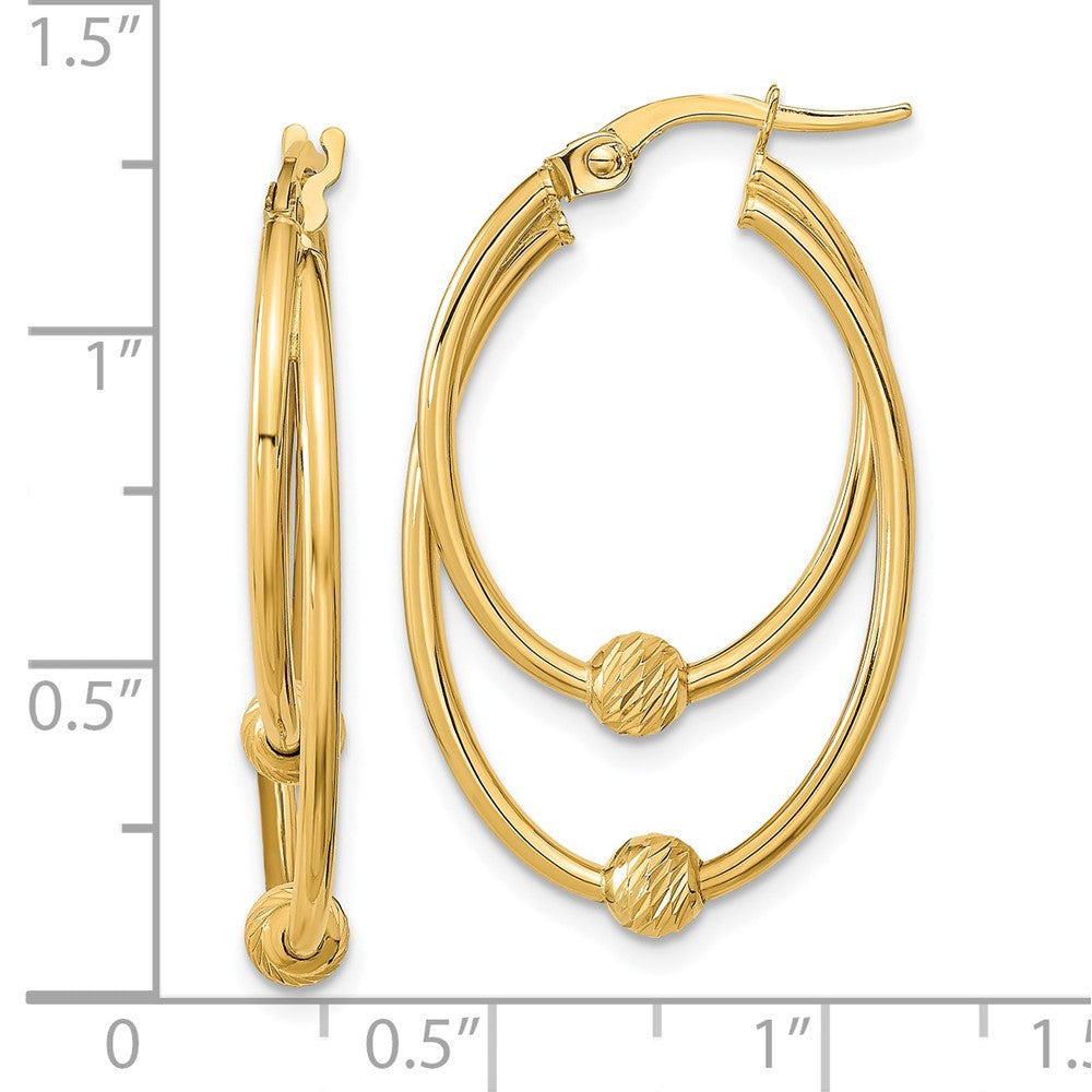 14K Gelbgold Poliert Diamantiert Creolen