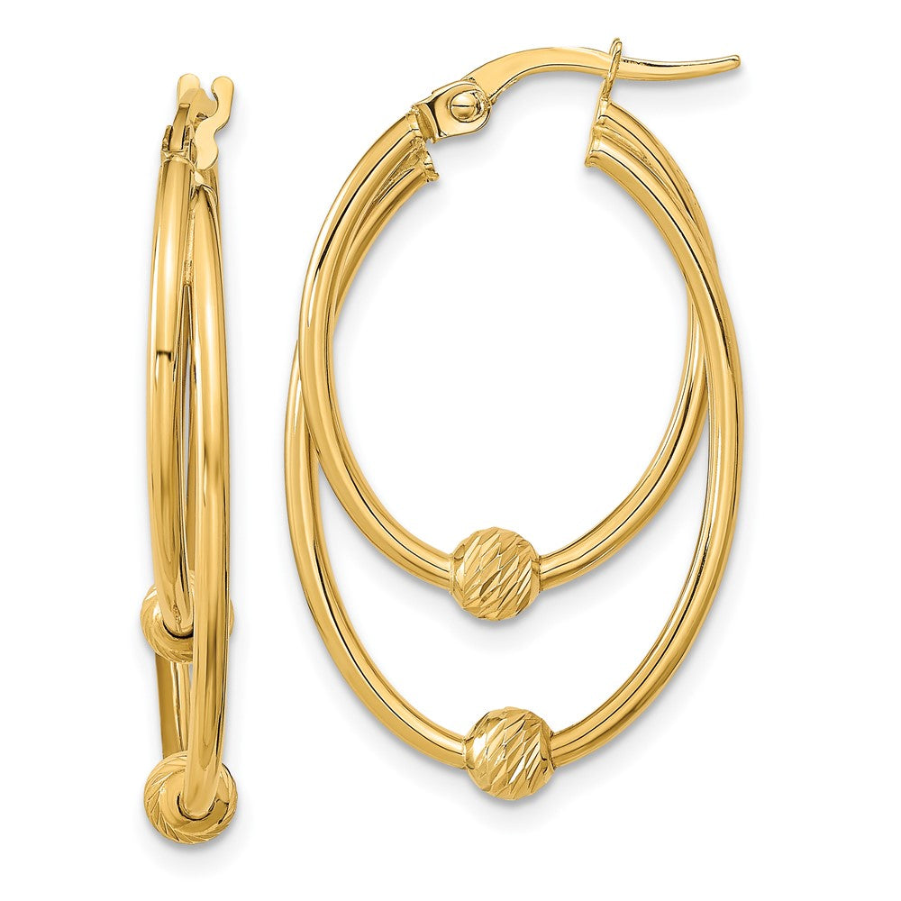 14K Gelbgold Poliert Diamantiert Creolen