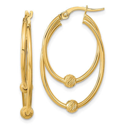 14K Gelbgold Poliert Diamantiert Creolen