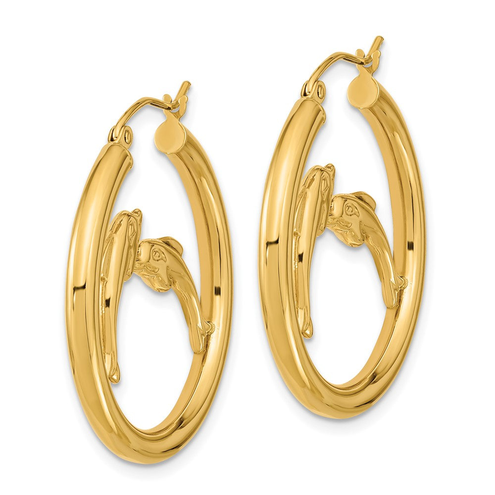 14K Gelbgold Poliert Dolphins Creolen