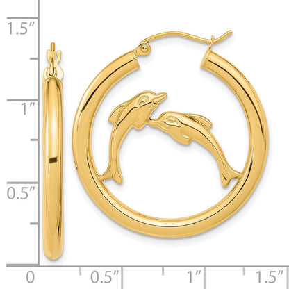 14K Gelbgold Poliert Dolphins Creolen