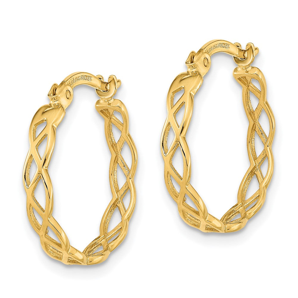 14K Gelbgold Poliert Intertwined Filigran Creolen