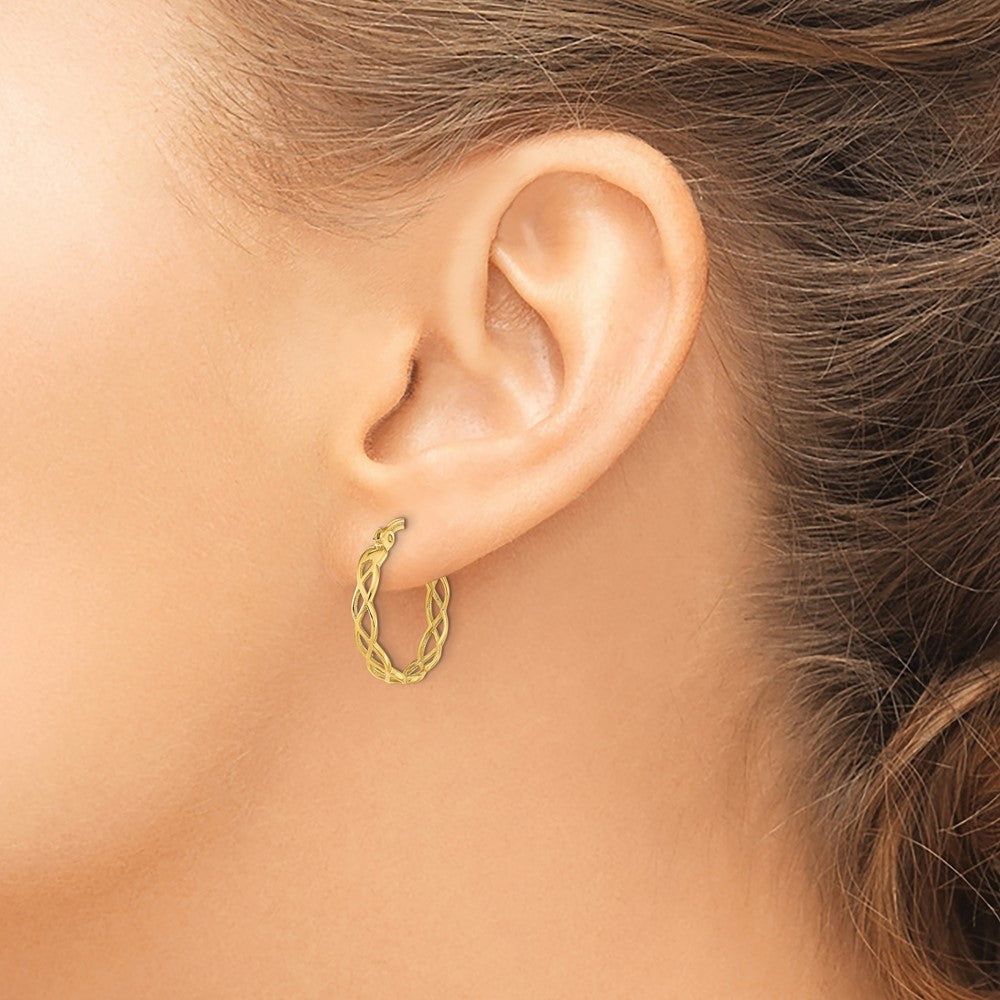 14K Gelbgold Poliert Intertwined Filigran Creolen