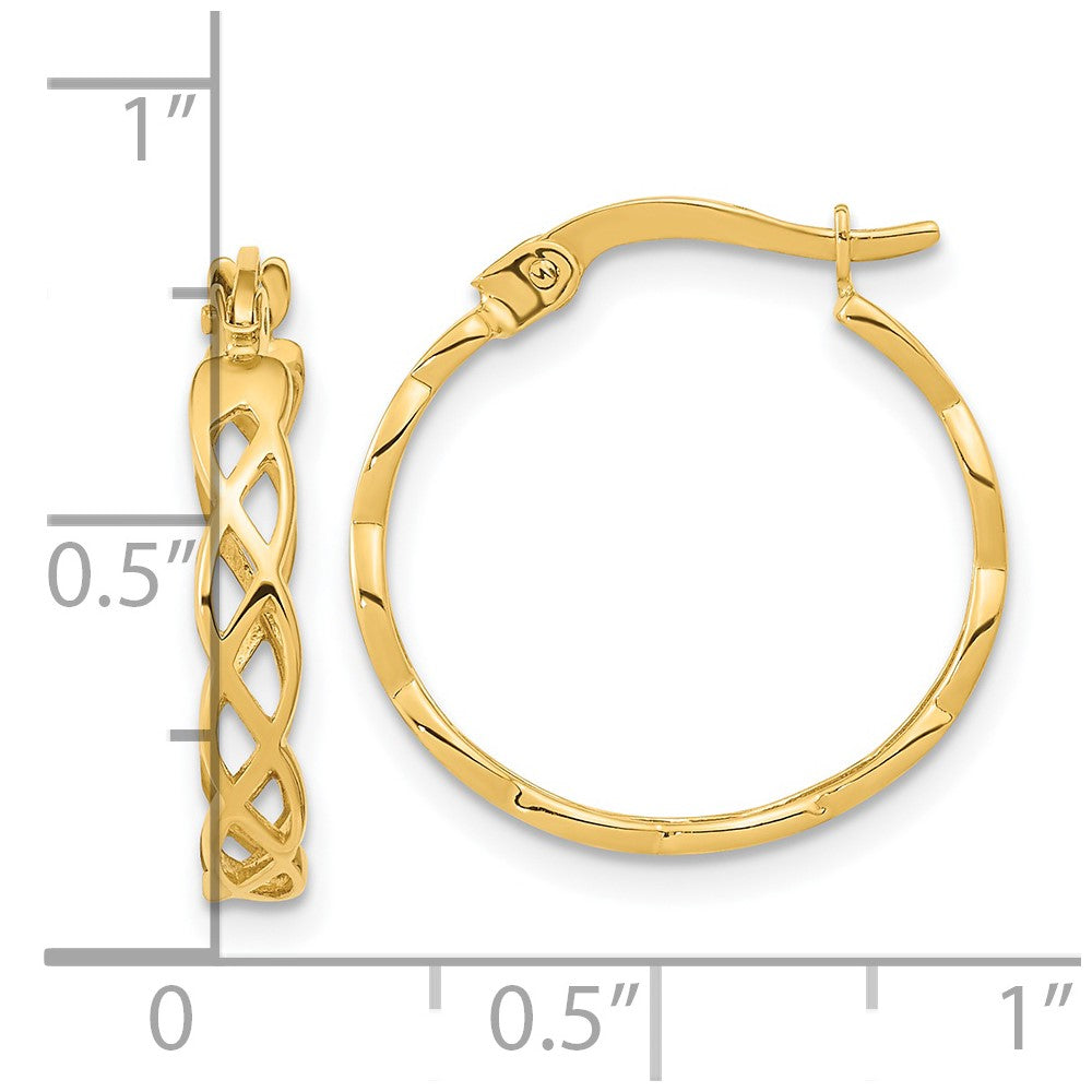 14K Gelbgold Poliert Intertwined Filigran Creolen