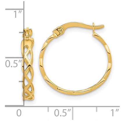 14K Gelbgold Poliert Intertwined Filigran Creolen