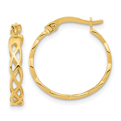 14K Gelbgold Poliert Intertwined Filigran Creolen