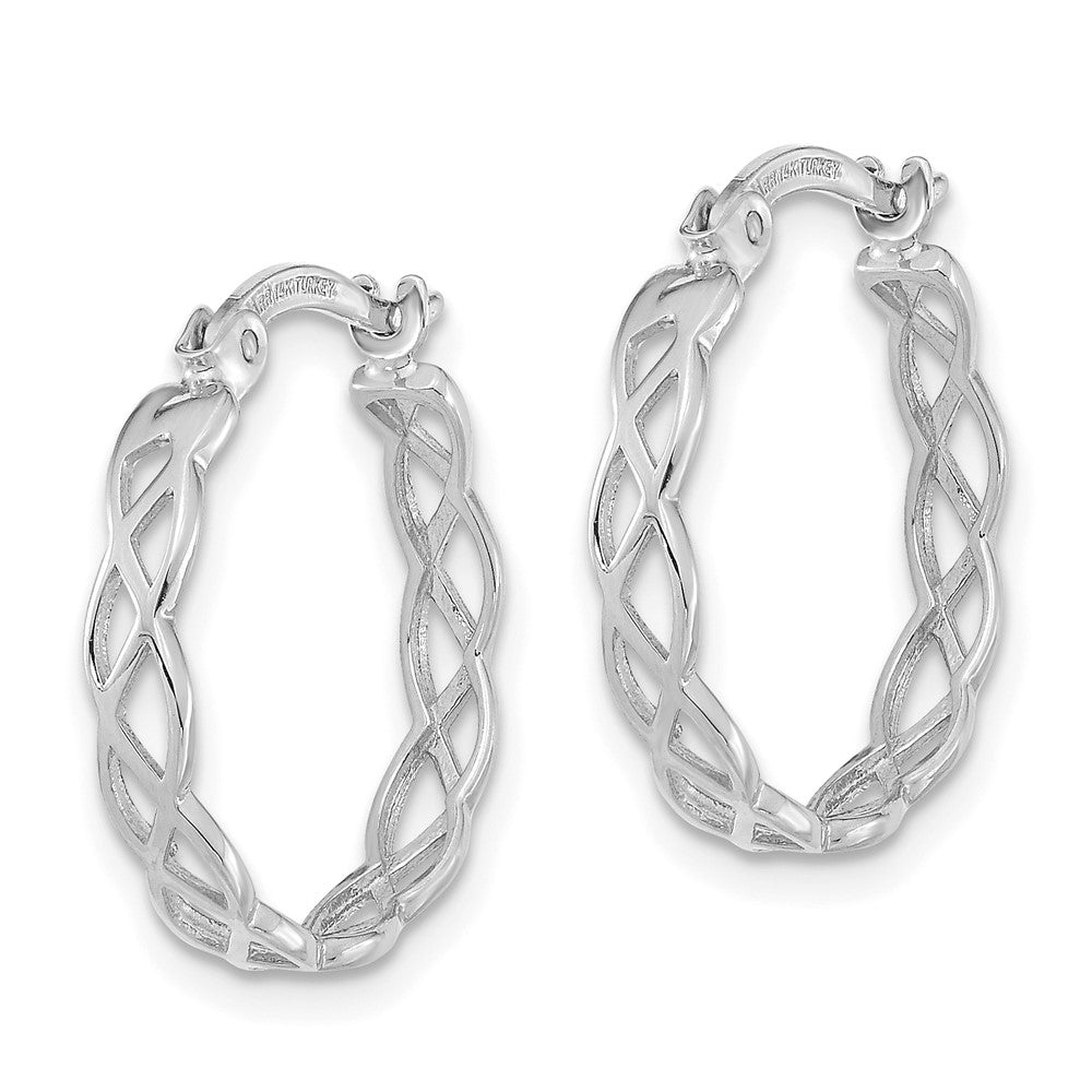 14K Weißgold Poliert Intertwined Filigran Creolen
