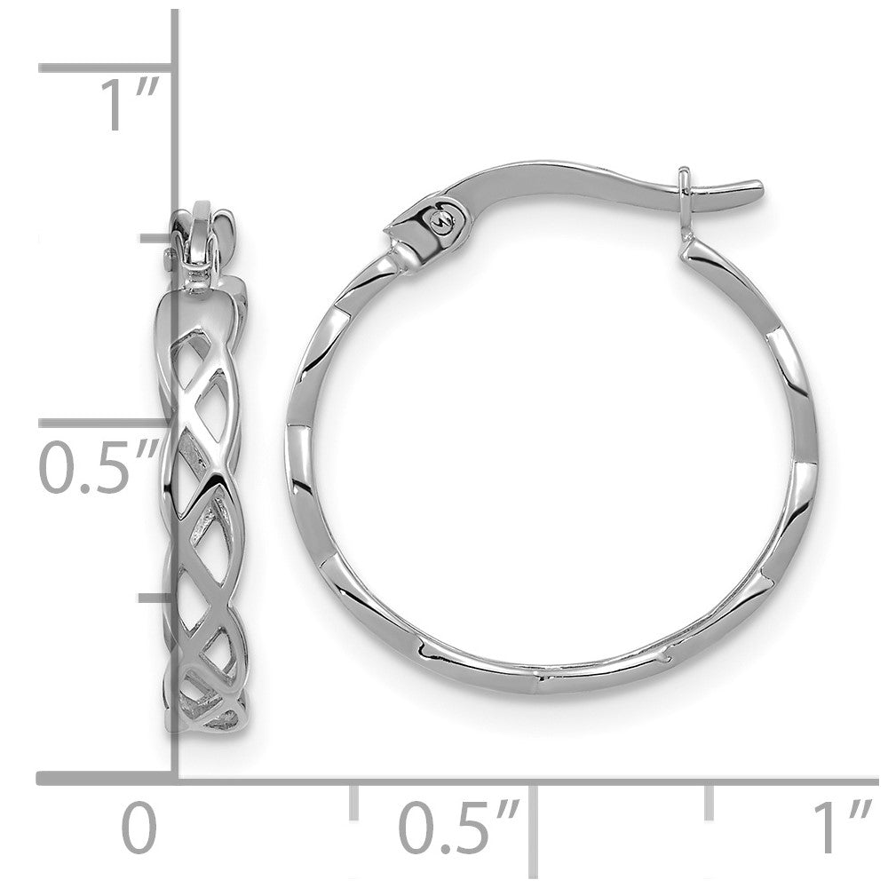 14K Weißgold Poliert Intertwined Filigran Creolen