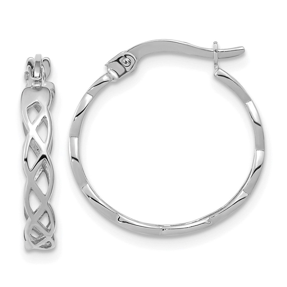 14K Weißgold Poliert Intertwined Filigran Creolen