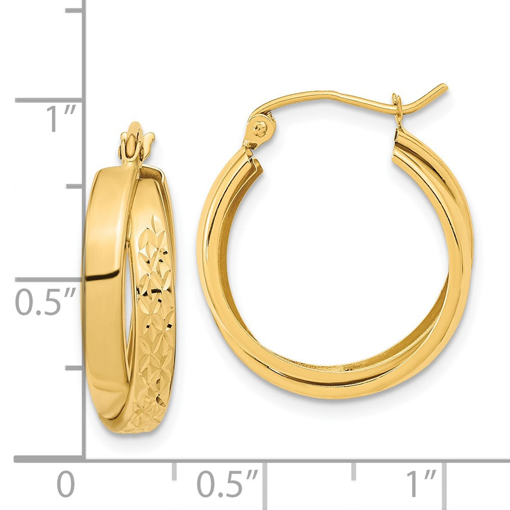 14K Gelbgold Poliert Diamantiert Gedreht Creolen