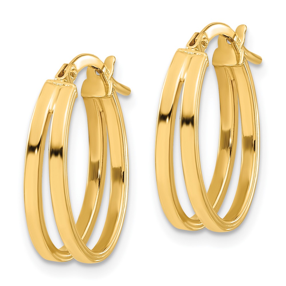 14K Gelbgold Poliert Doppelt Creolen