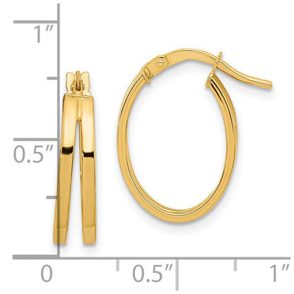 14K Gelbgold Poliert Doppelt Creolen