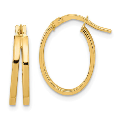 14K Gelbgold Poliert Doppelt Creolen