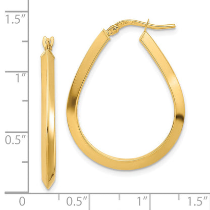 14K Gelbgold Poliert 2.75mm Messer Kante Tropfen Form Creolen