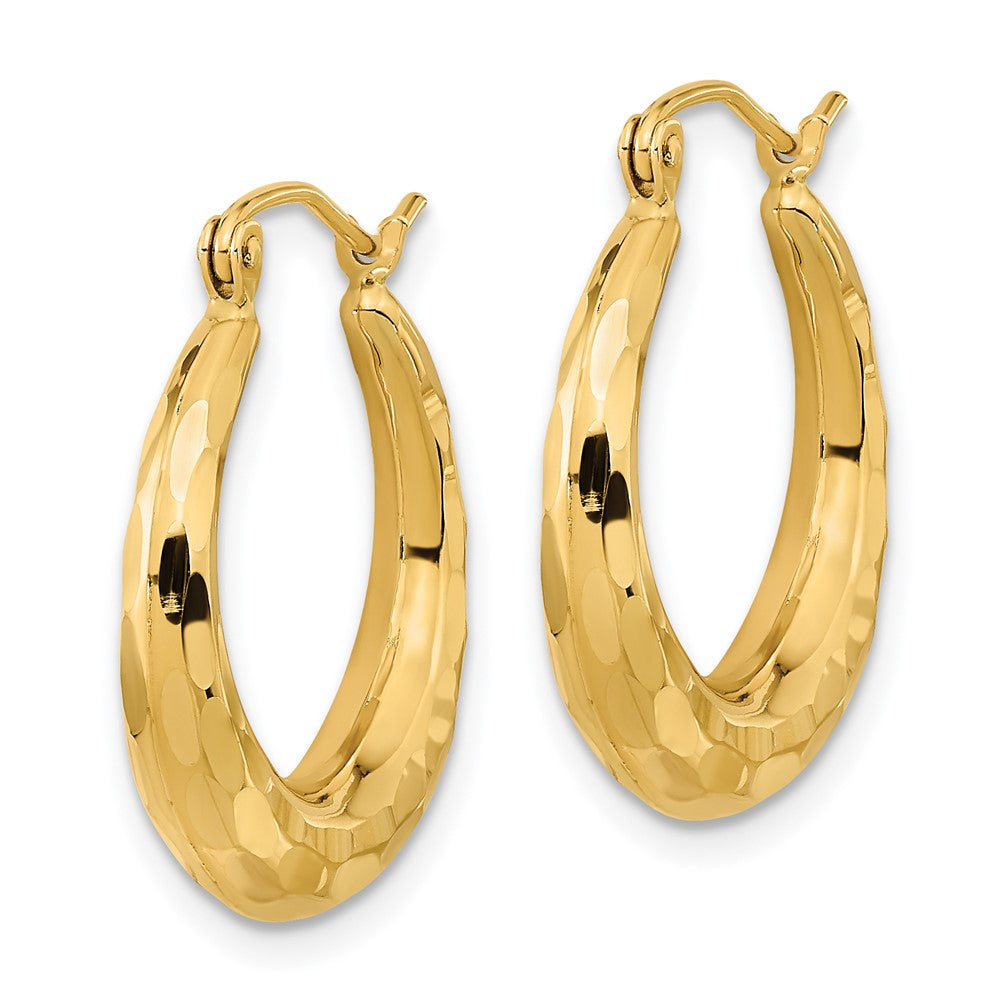 14K Gelbgold Poliert Diamantiert Creolen