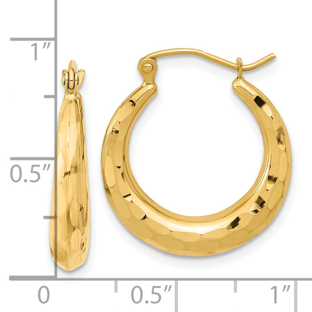 14K Gelbgold Poliert Diamantiert Creolen