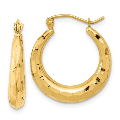 14K Gelbgold Poliert Diamantiert Creolen