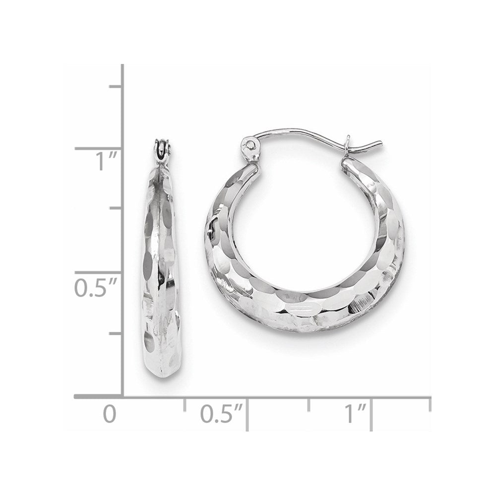 14K Weißgold Poliert Diamantiert Creolen