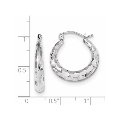 14K Weißgold Poliert Diamantiert Creolen