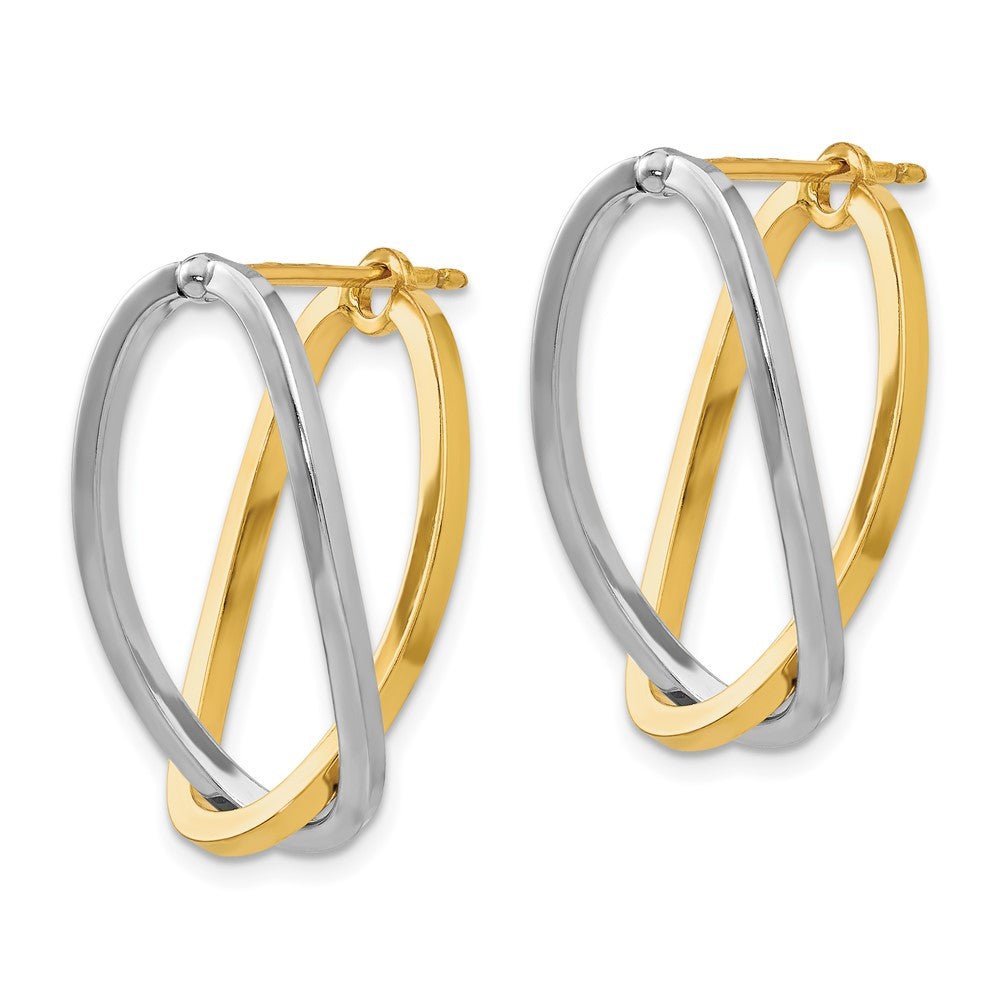 14K Bicolor Poliert Versatile Oval Ohrstecker