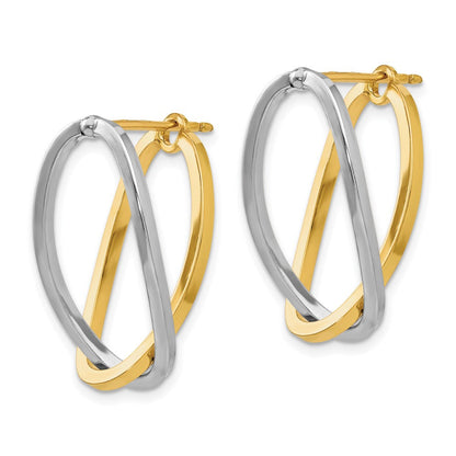 14K Bicolor Poliert Versatile Oval Ohrstecker
